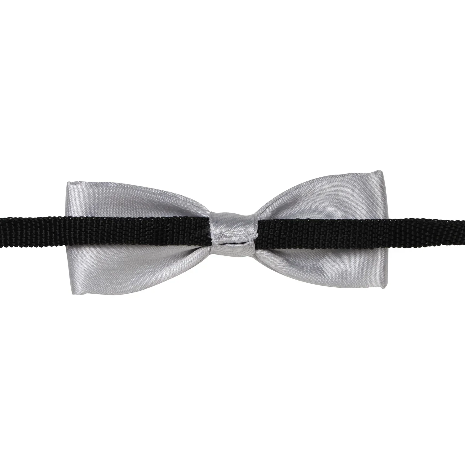Adjustable Satin Bow Tie for Boys – Silver (Pre-Tied & Clip-On) - Image 3