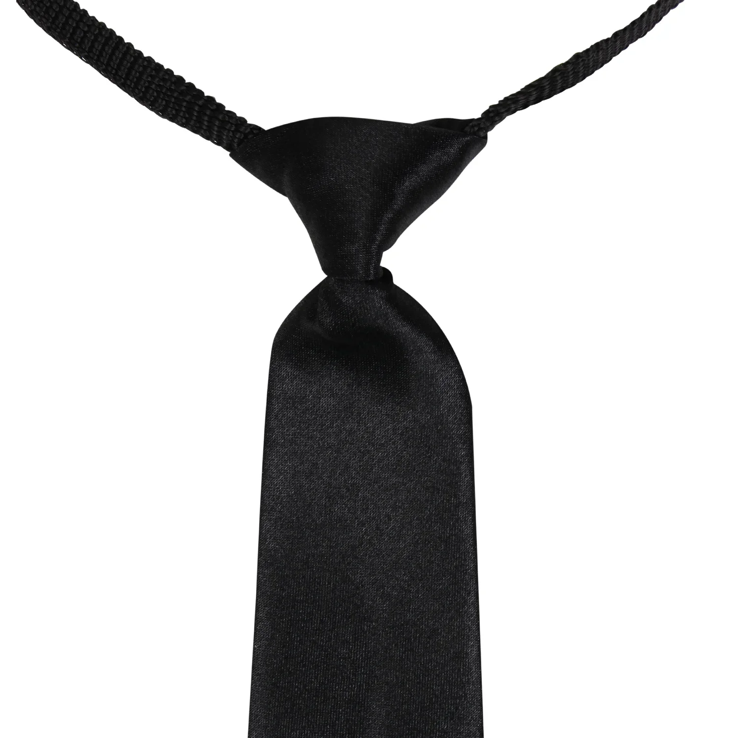 Adjustable Satin Neck Tie for Boys – Black (Pre-Tied & Clip-On) - Image 3