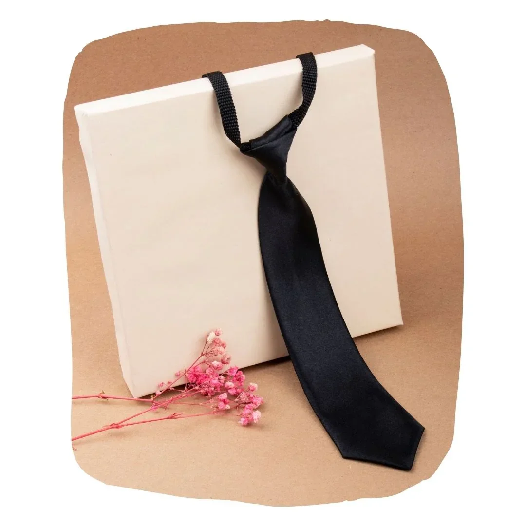 Adjustable Satin Neck Tie for Boys – Black (Pre-Tied & Clip-On) - Image 9