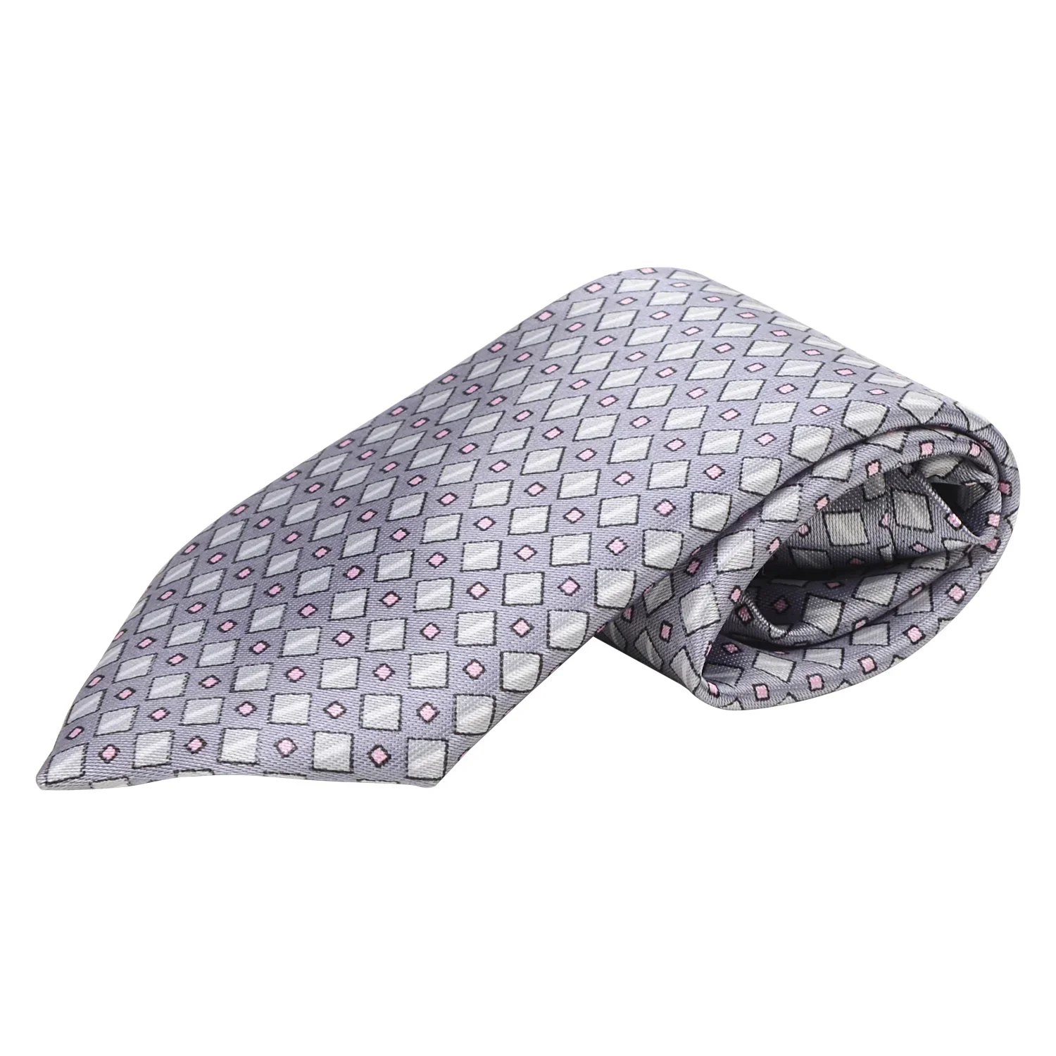 Adjustable Satin Neck Tie for Boys – Printed Grey (Pre-Tied & Clip-On) - Image 2