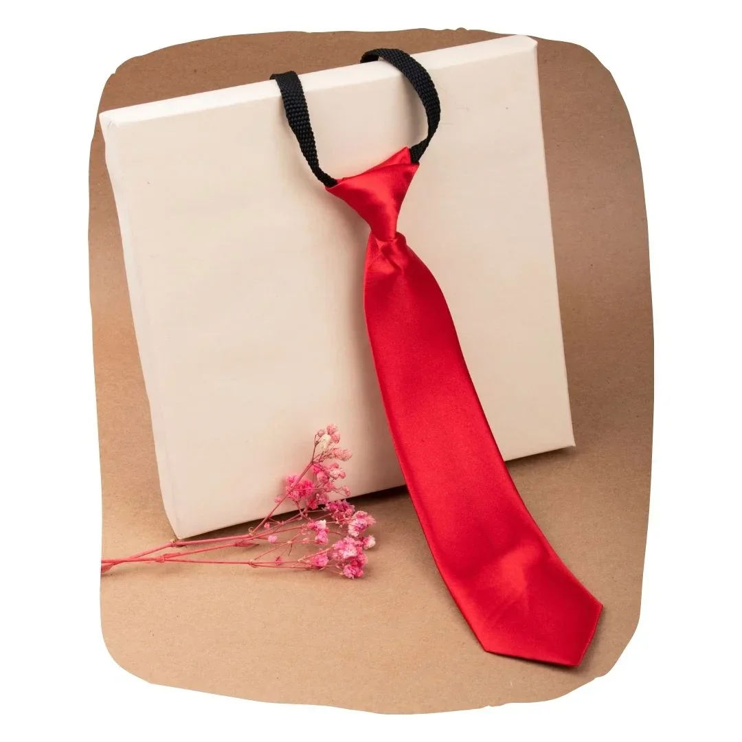 Adjustable Satin Neck Tie for Boys – Red (Pre-Tied & Clip-On) - Image 5
