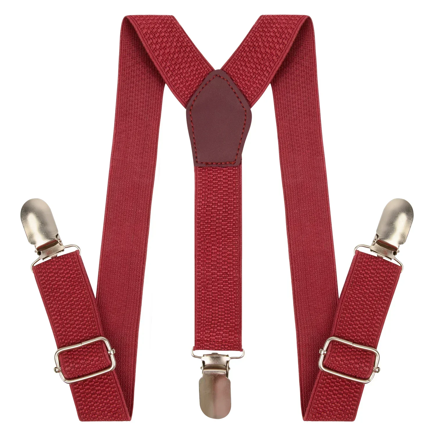 Adjustable Y-Back Suspenders for Boys – Maroon (Clip-On & Stretchable) [AKA033] - Image 2