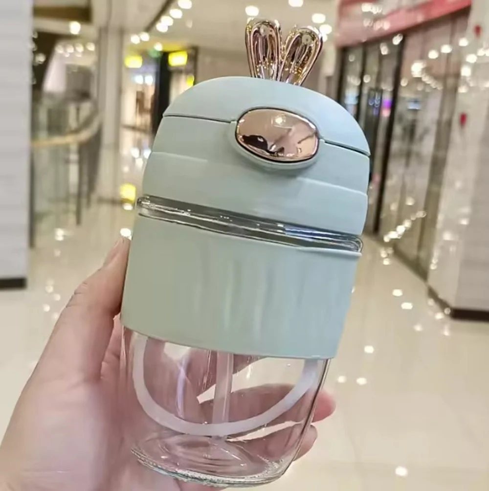 Adorable Rabbit Double Drinking Cup – Glass Mug with Straw & Lid | Portable & Leakproof - Image 16