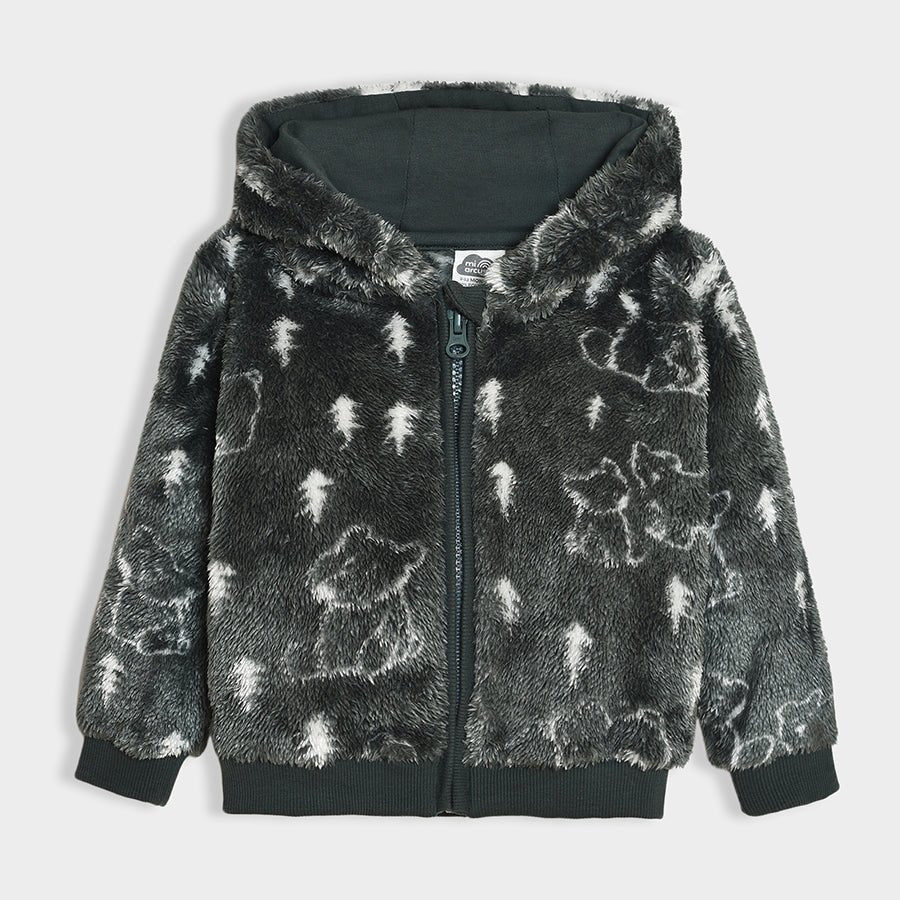 Adventure Fluffy Knitted Jacket Green - Image 2