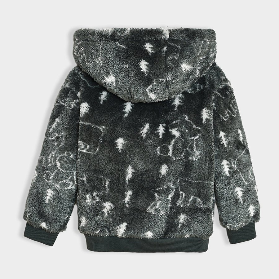 Adventure Fluffy Knitted Jacket Green - Image 3