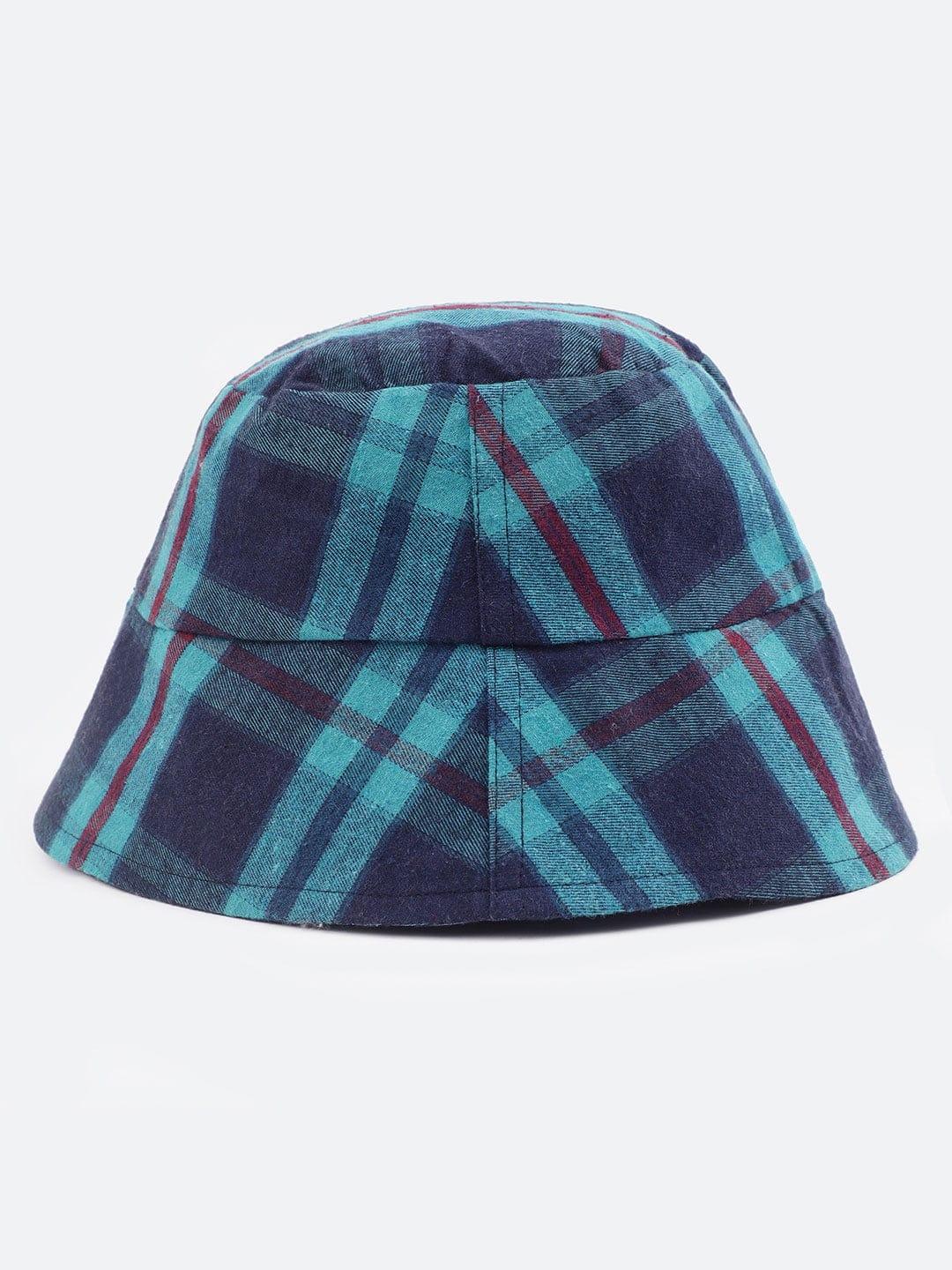 Afresh Blue Check Print Reversible Women Cotton Bucket Hat - Image 6