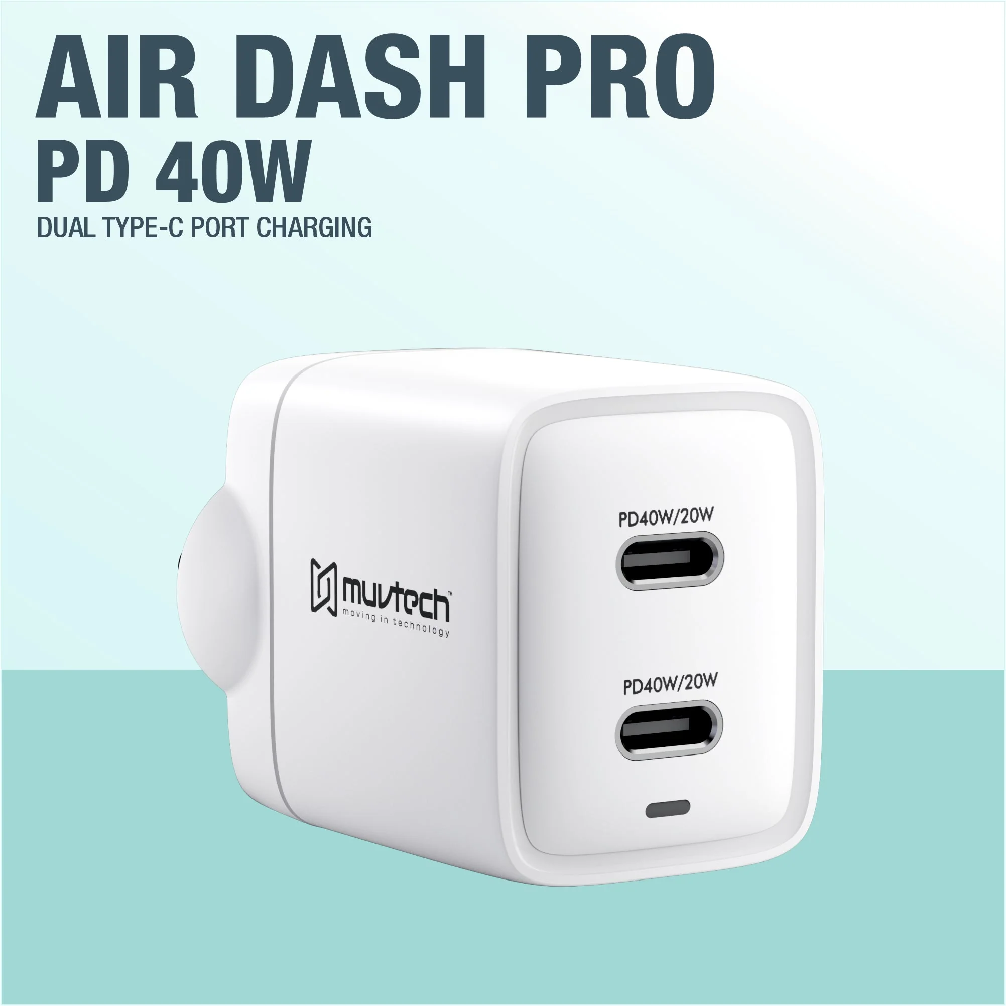 AIR Dash PRO 40W Dual-Port Type-C Wall Charger Adapter - Image 2