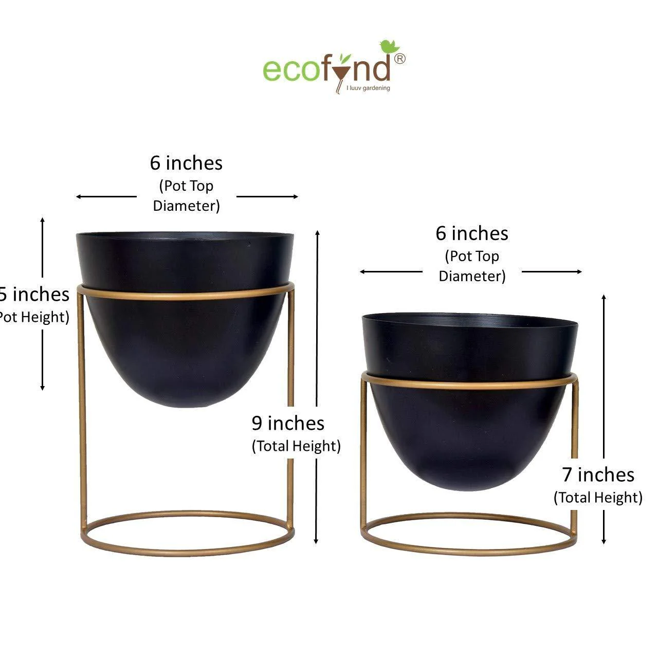 Alle Black Metal Plant Pot with Stand (Set of 2) - Image 4