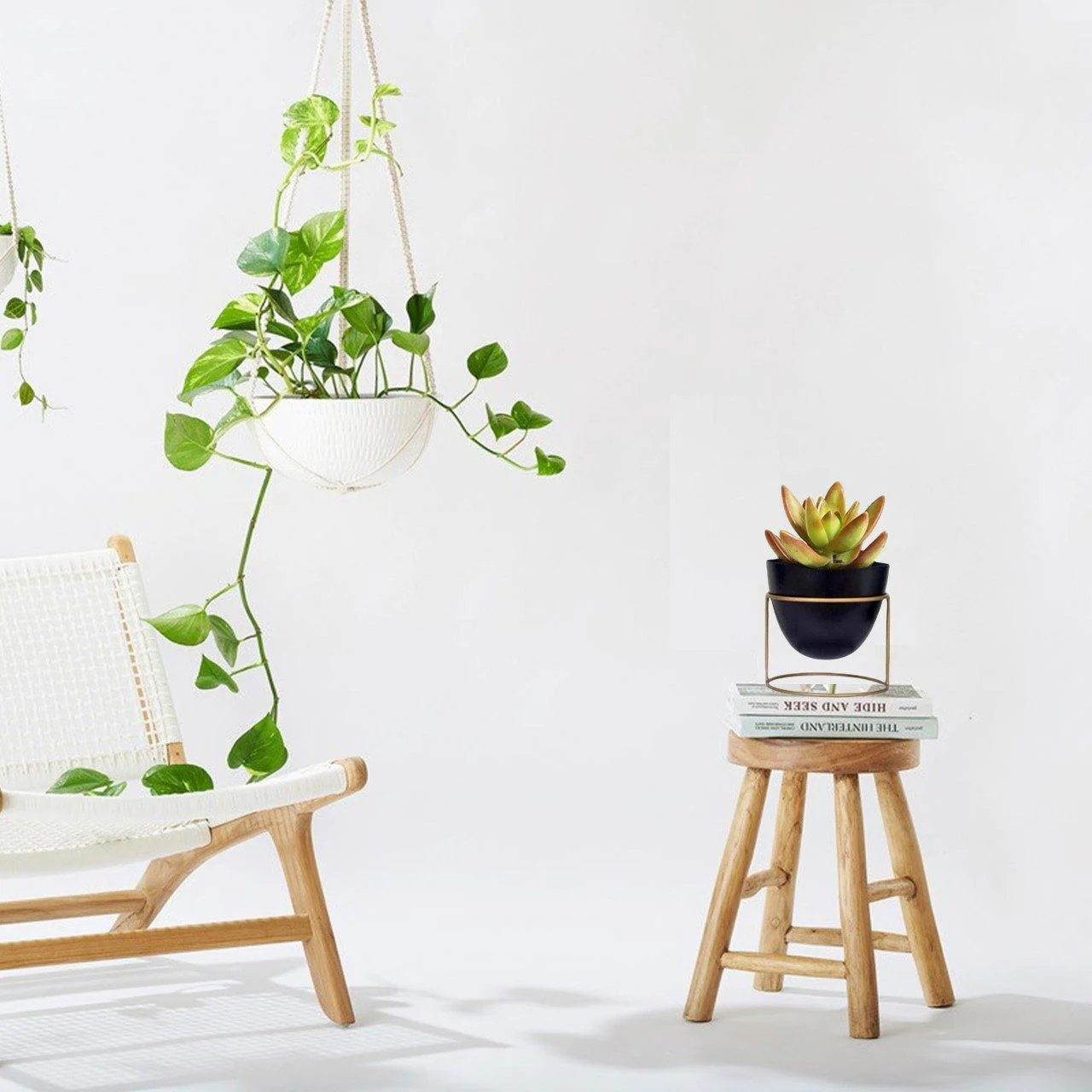 Alle Black Metal Plant Pot with Stand (Set of 2) - Image 5