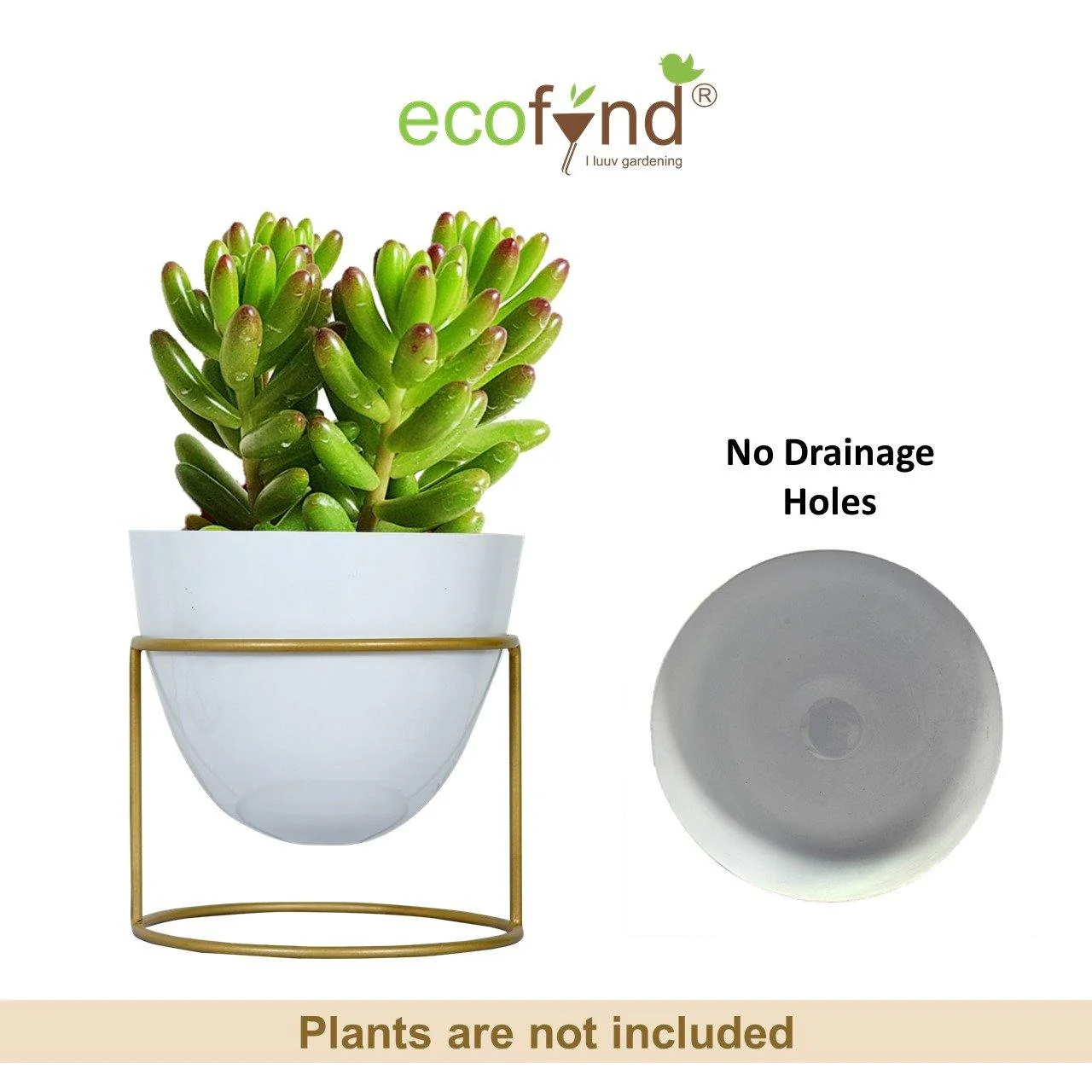Alle White Metal Plant Pot with Stand - Image 2