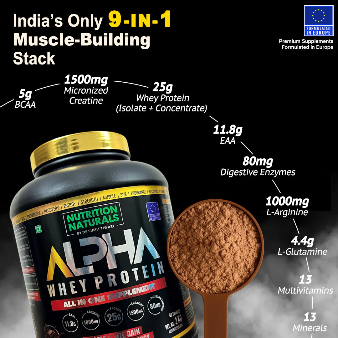ALPHA WHEY PROTEIN - Whey Protein blend with Digestive Enzymes for Faster Absorption | Improved Strength, Faster Recovery & Muscle Building - Image 2