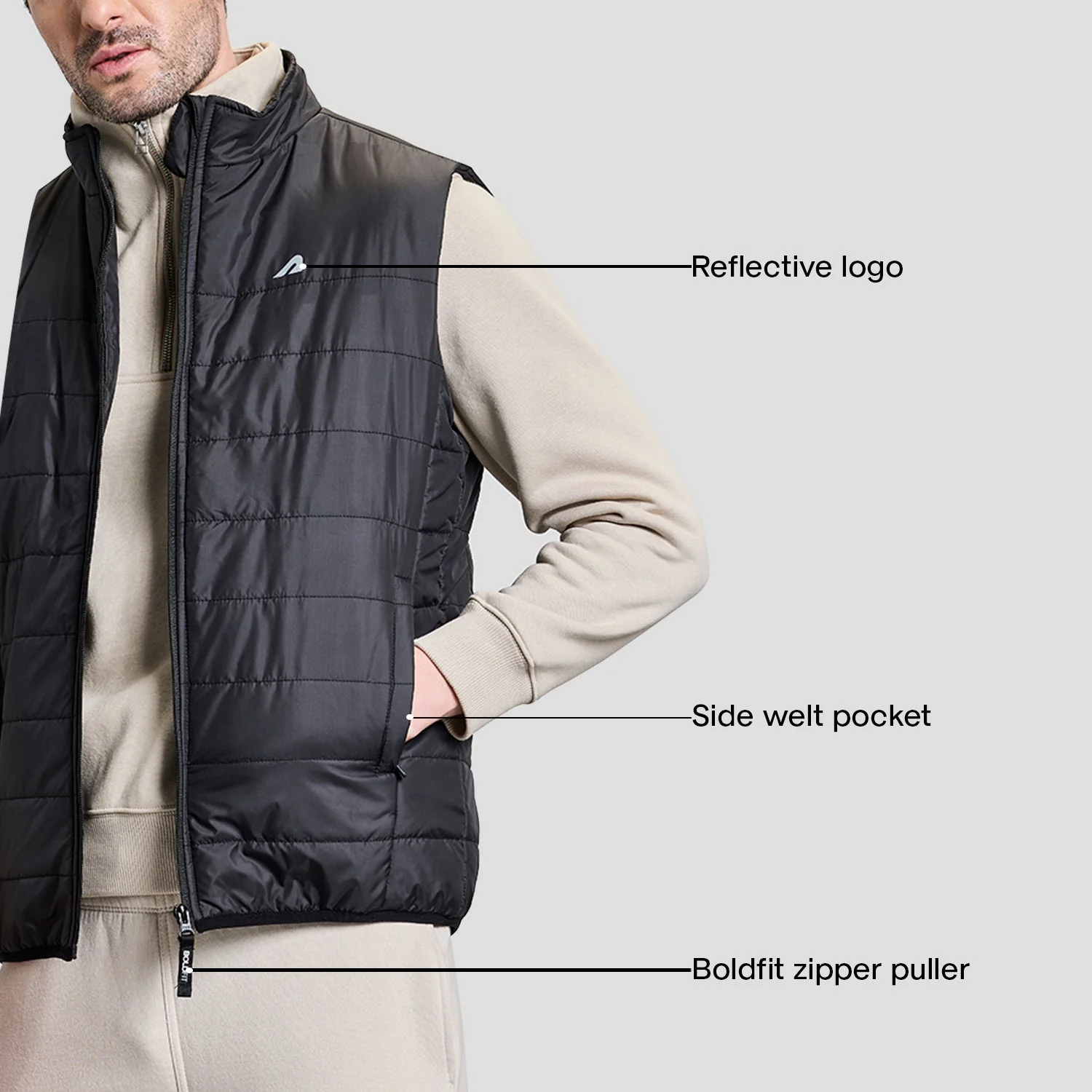 Alpine Mens Sleeveless Jacket - Black - Image 2