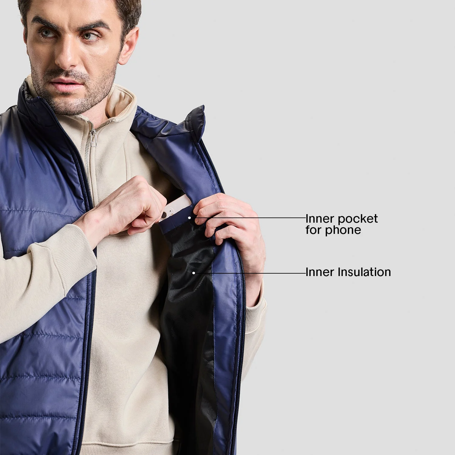 Alpine Mens Sleeveless Jacket - Navy Blue - Image 2
