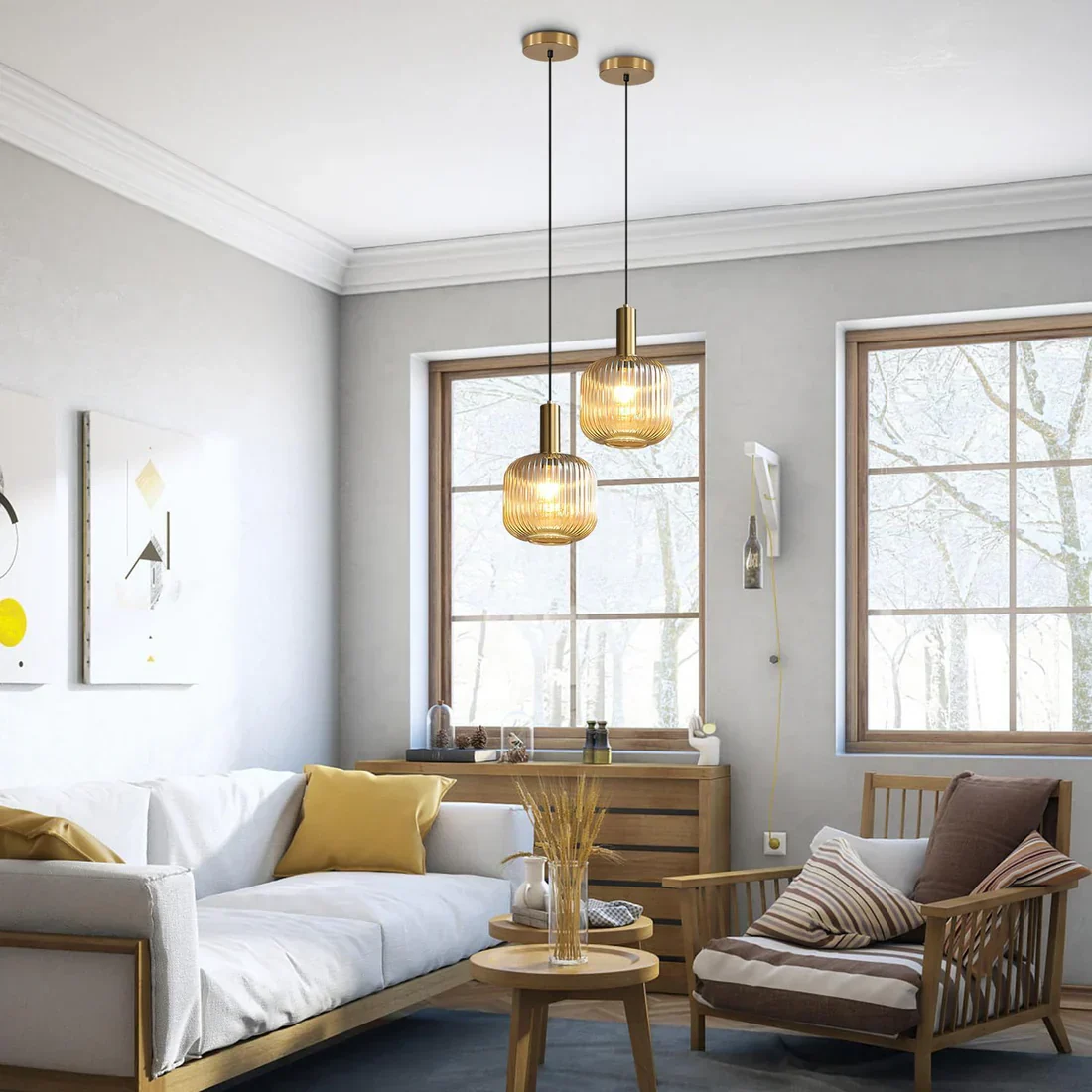 Amber Glass modern Ceiling Light - Image 7