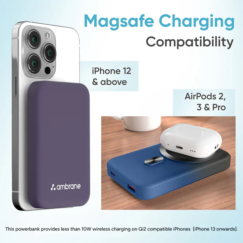 Ambrane 10000mAh Snap MagSafe Wireless Power Bank - AeroSync - Image 4