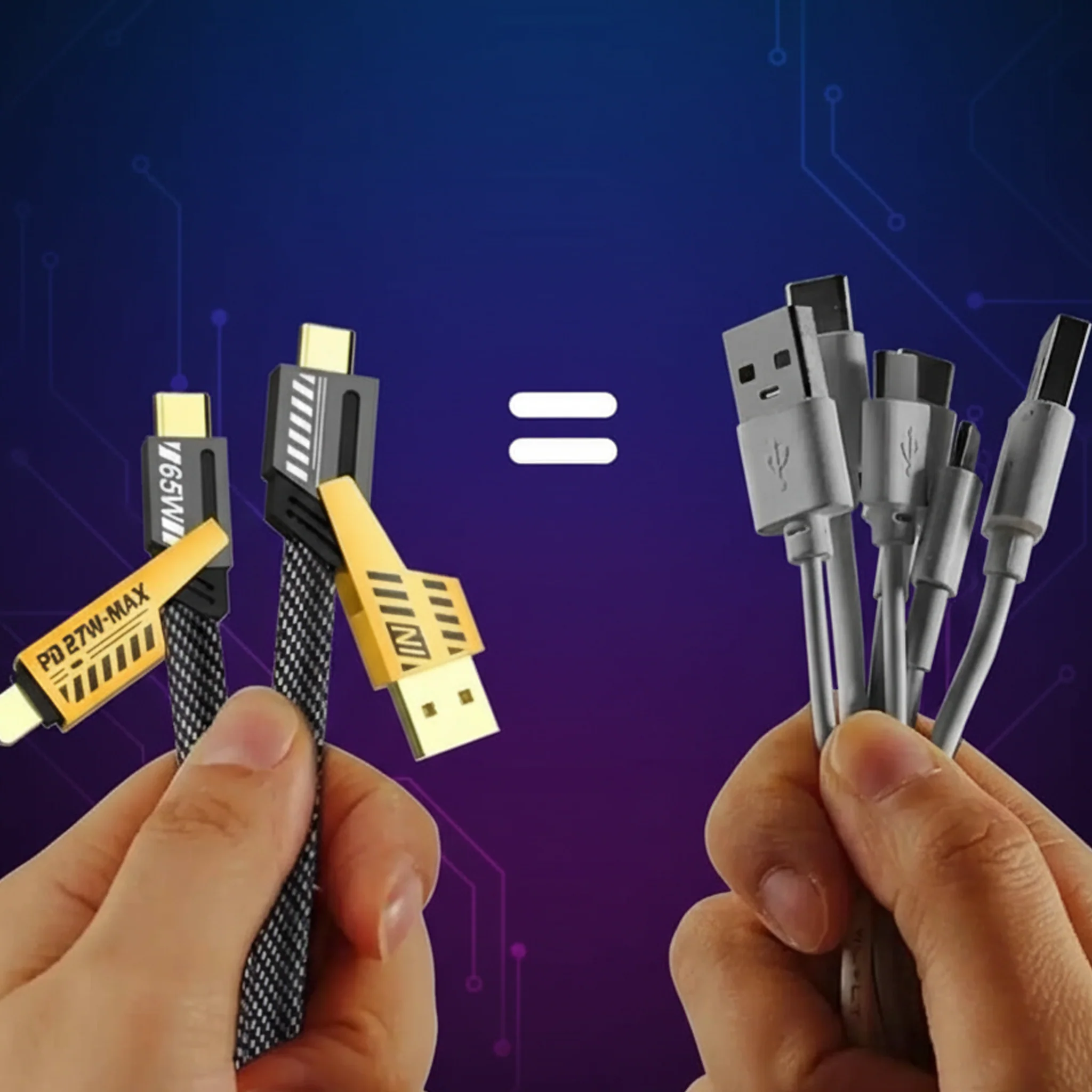 4-in-1 65W Fast Charging Cable | ⁠USB, Lightning, C-Type Ports| AmpX - Image 4