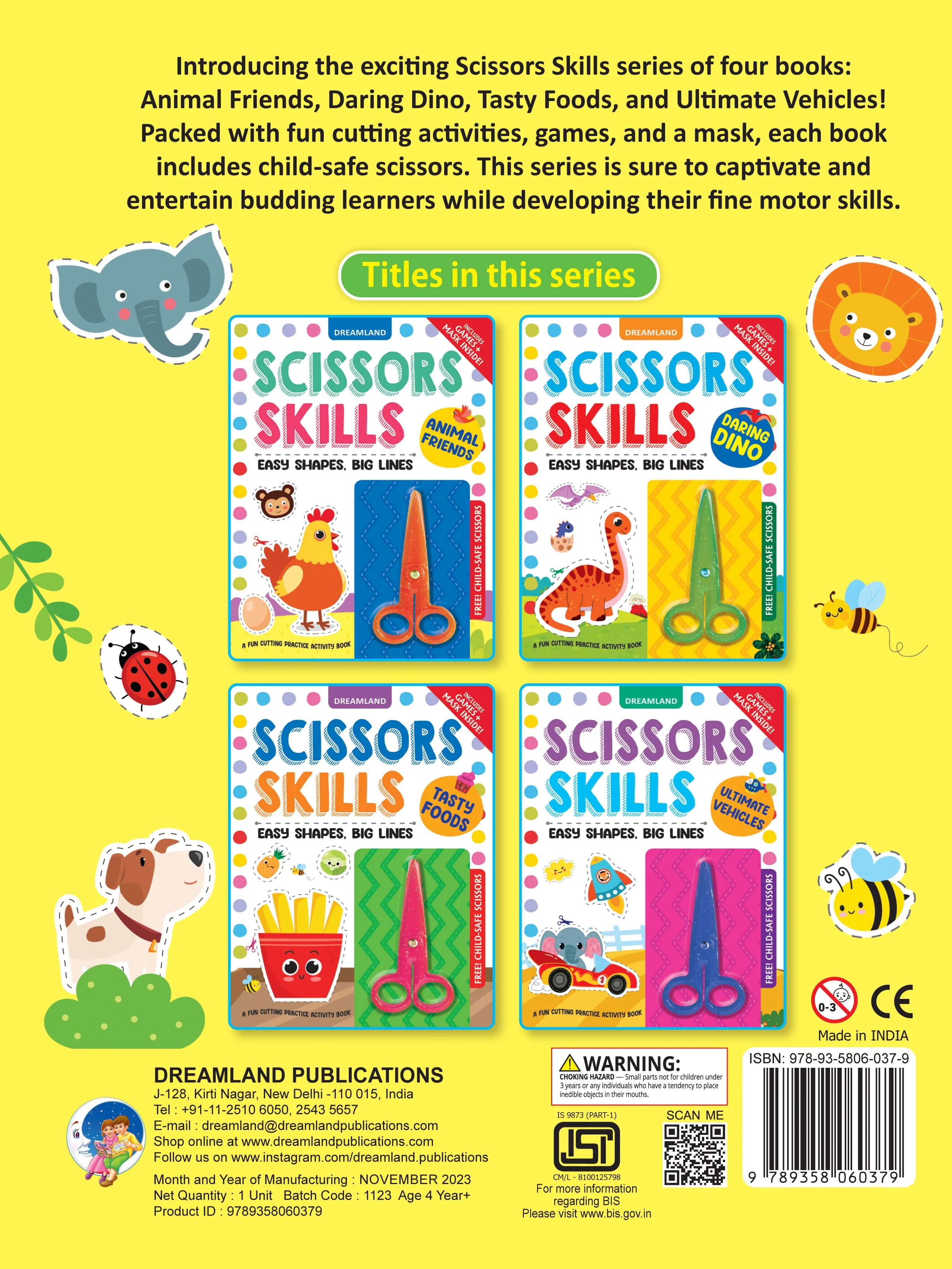 Animal Friends Scissors Skills Activity Book for Kids Age 4 - 7 years | With Child- Safe Scissors, Games and Mask - Image 13