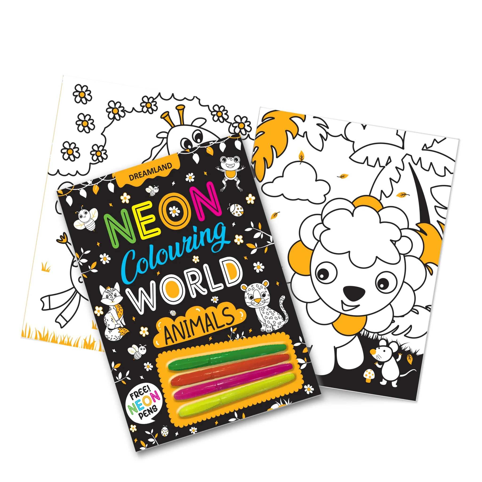 Animals Neon Colouring World Book for Kids Age 4 - 7  years with Neon Pens - Image 4