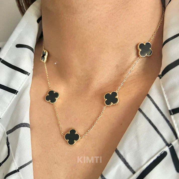 Anti Tarnish Black Flower Necklace - Image 3