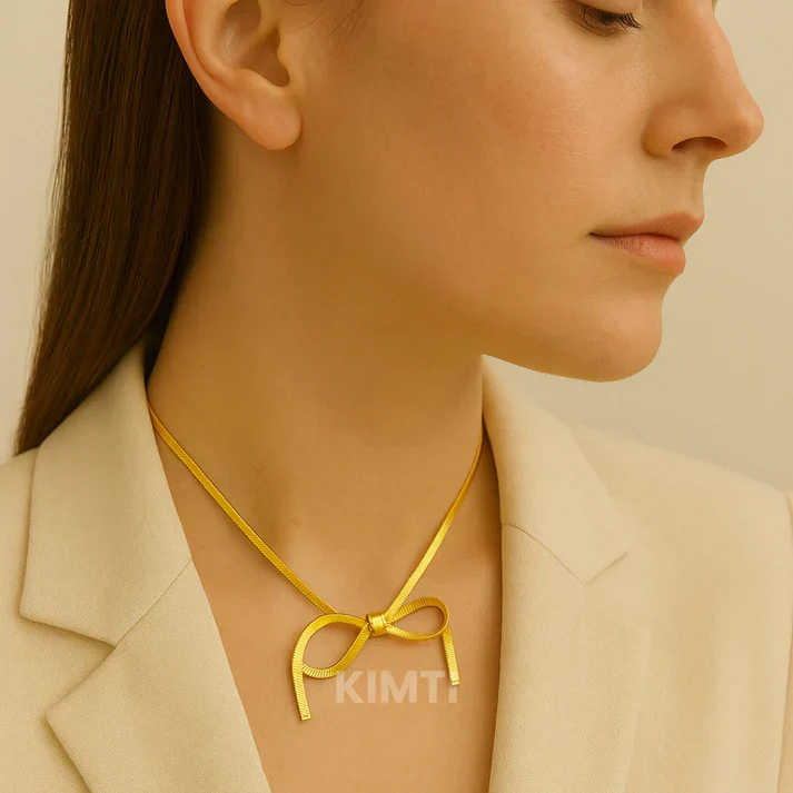 Anti Tarnish Bow Necklace - Image 2