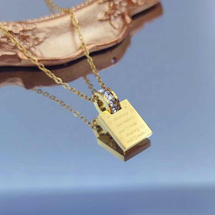 Anti Tarnish Gold-Plated Square Necklace - Image 4