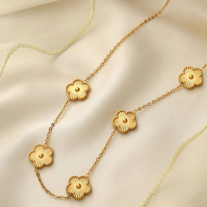 Anti Tarnish Golden Flower Necklace - Image 2