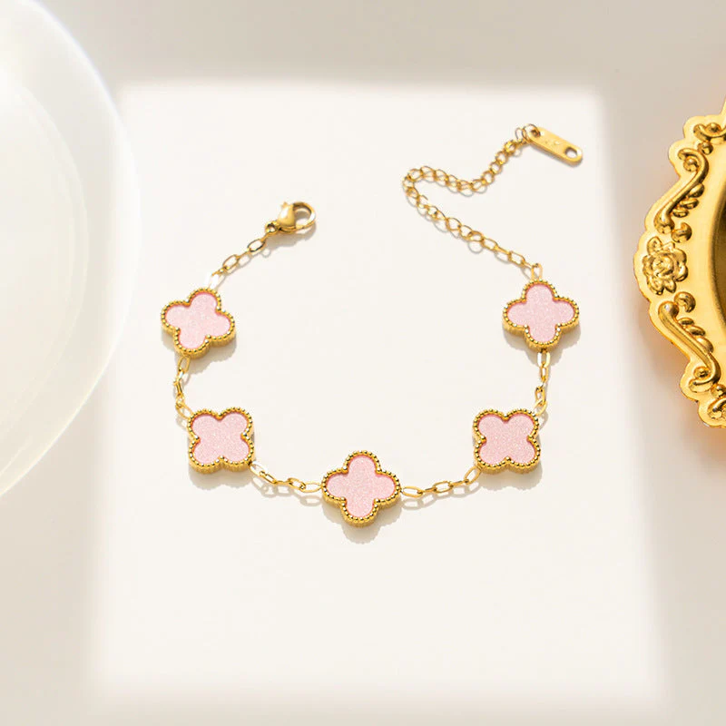 Anti Tarnish Pink Flower Bracelet - Image 3