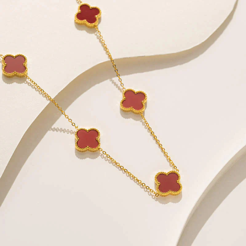 Anti Tarnish Red Flower Necklace - Image 4