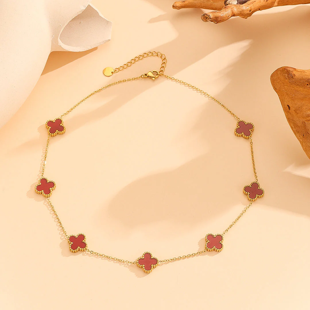 Anti Tarnish Red Flower Necklace - Image 5