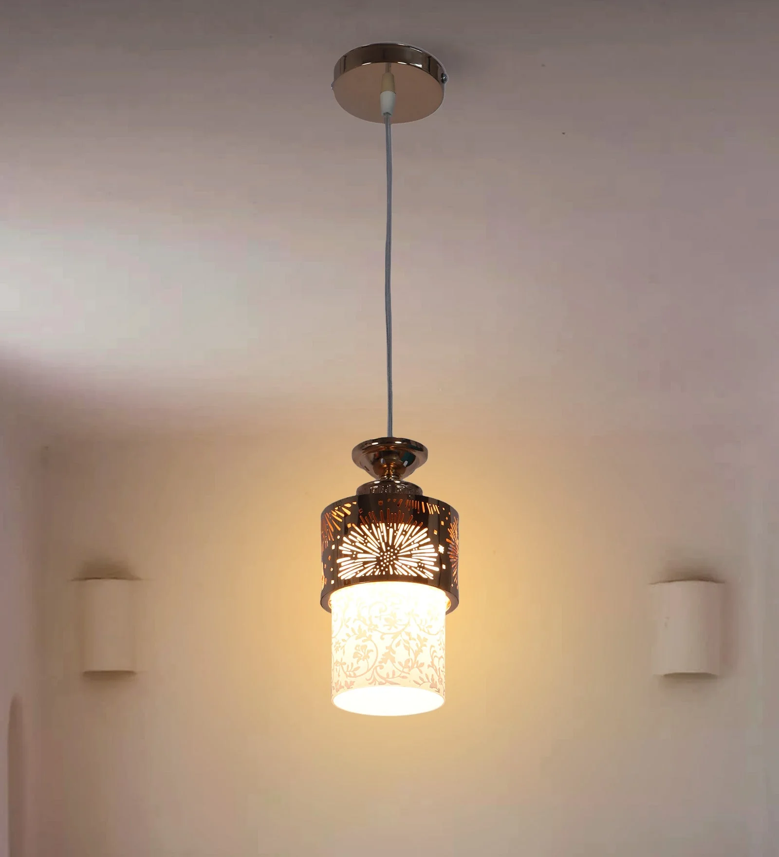 Antique Metal Glass Metal Pendant Light - Image 2