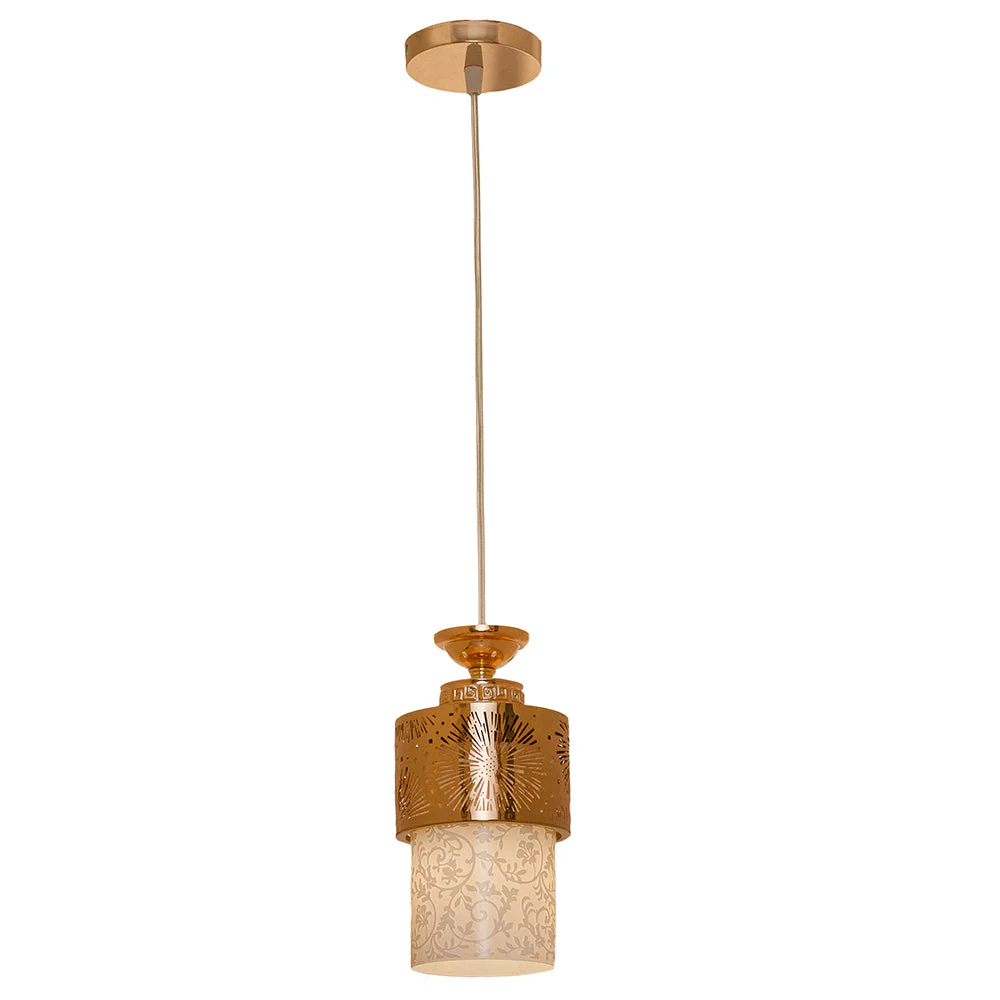 Antique Metal Glass Metal Pendant Light - Image 3
