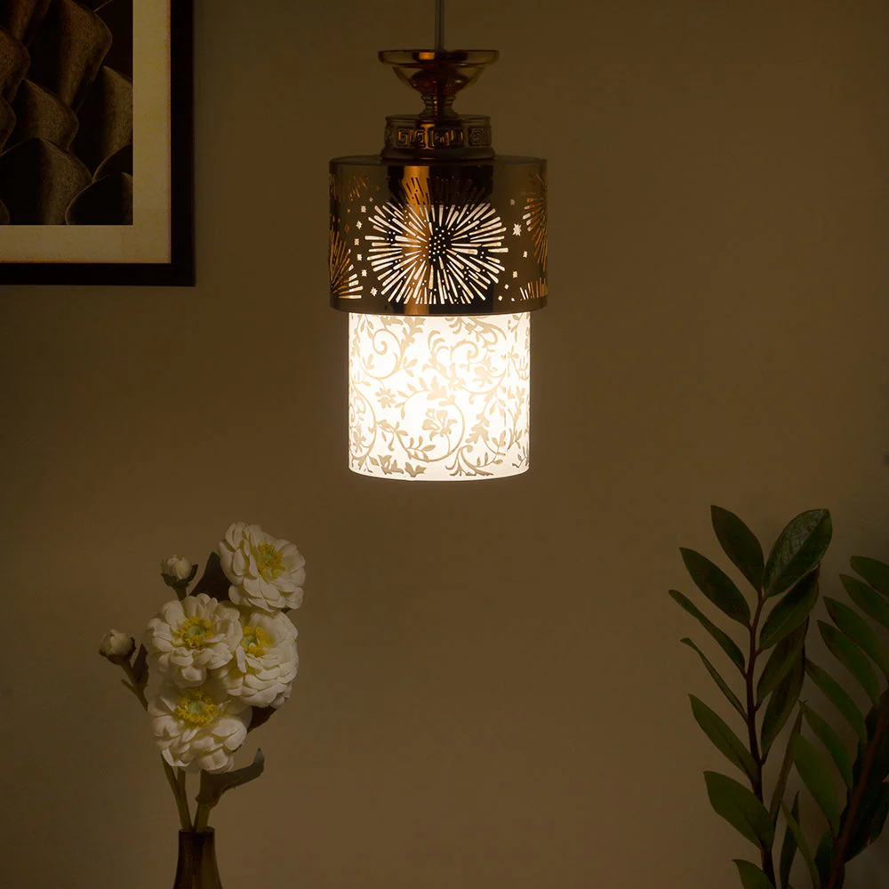 Antique Metal Glass Metal Pendant Light - Image 4