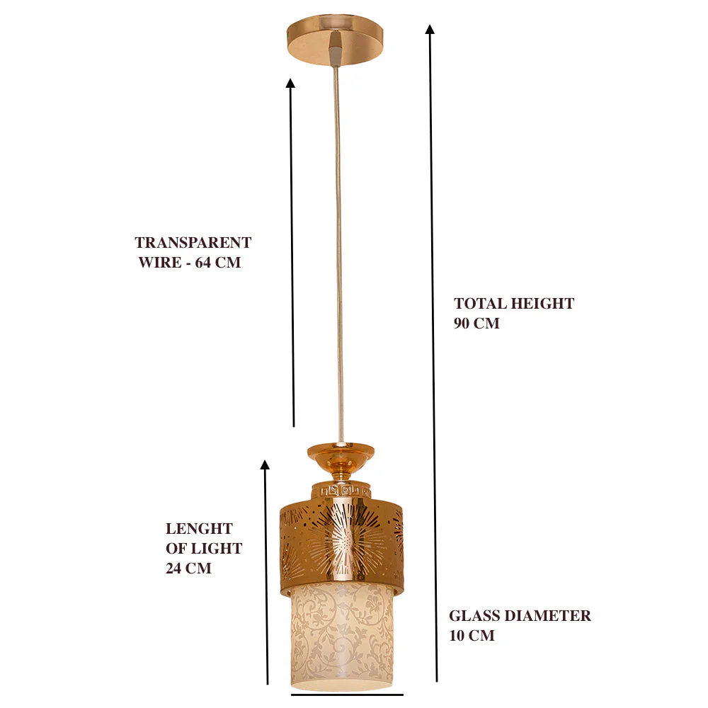 Antique Metal Glass Metal Pendant Light - Image 5