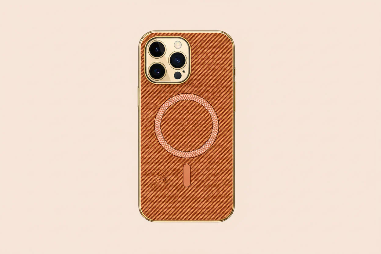 Apple Iphone Cover with Kevlar Pattern With Electroplated Soft Frame Magnetic Cover - Image 8