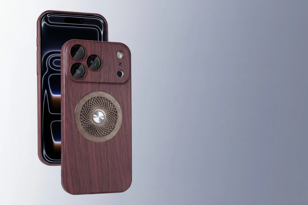Apple Iphone Cover with Wood Grain Magnetic Suction Cut out hard shell - Image 6