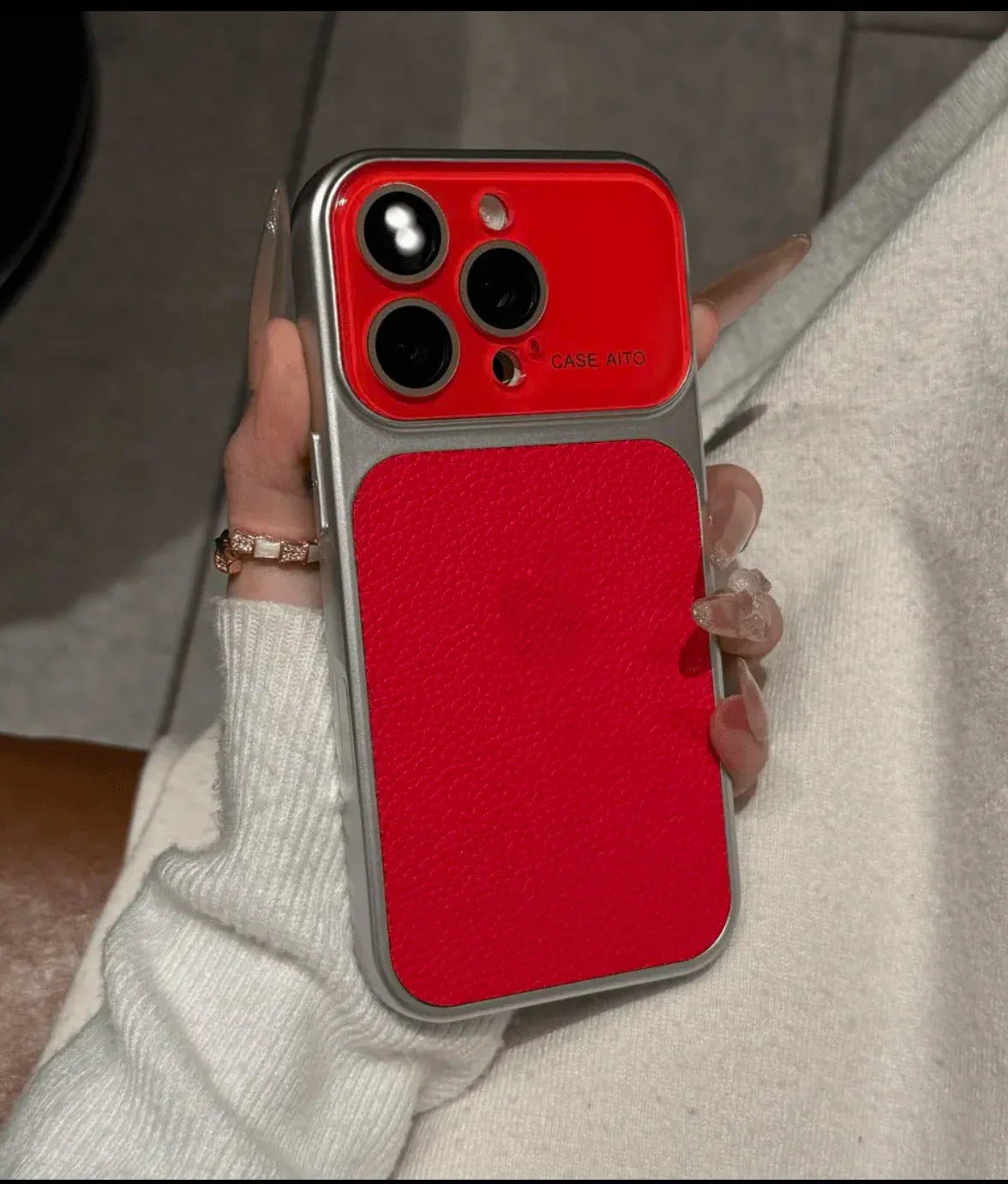 Apple Iphone New Large View Max Lychee Leather Textured Phone case - Image 10