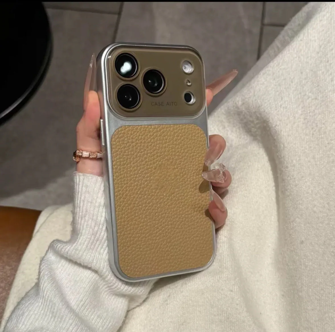 Apple Iphone New Large View Max Lychee Leather Textured Phone case - Image 14