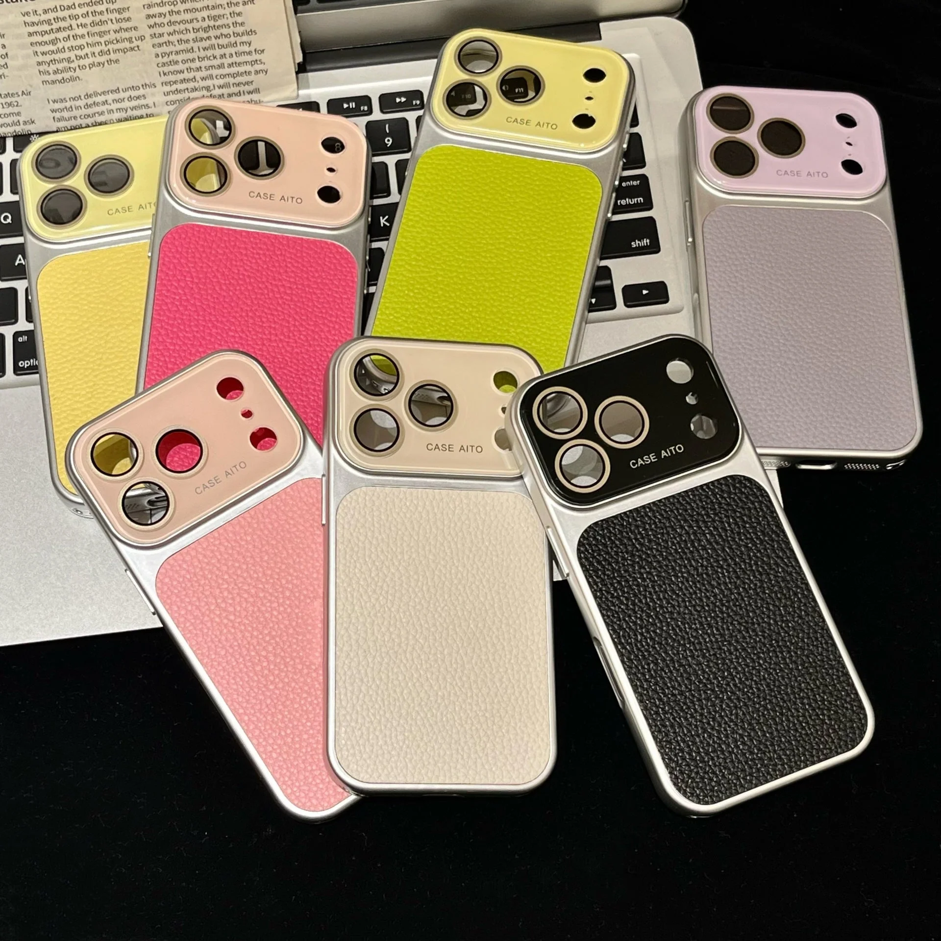 Apple Iphone New Large View Max Lychee Leather Textured Phone case - Image 17