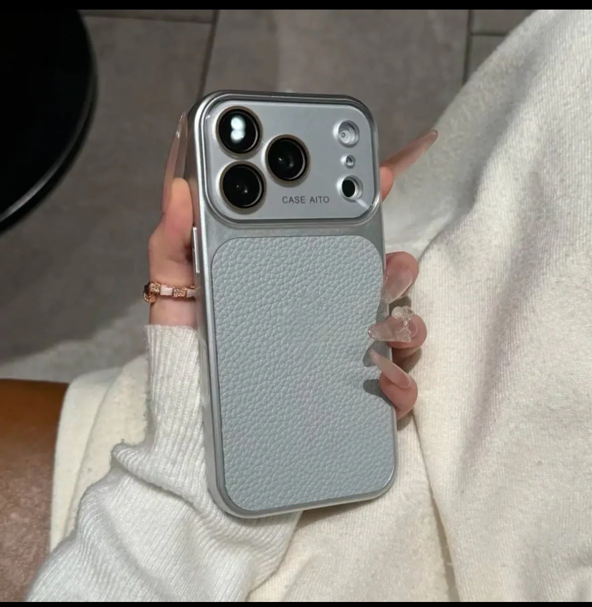 Apple Iphone New Large View Max Lychee Leather Textured Phone case - Image 18