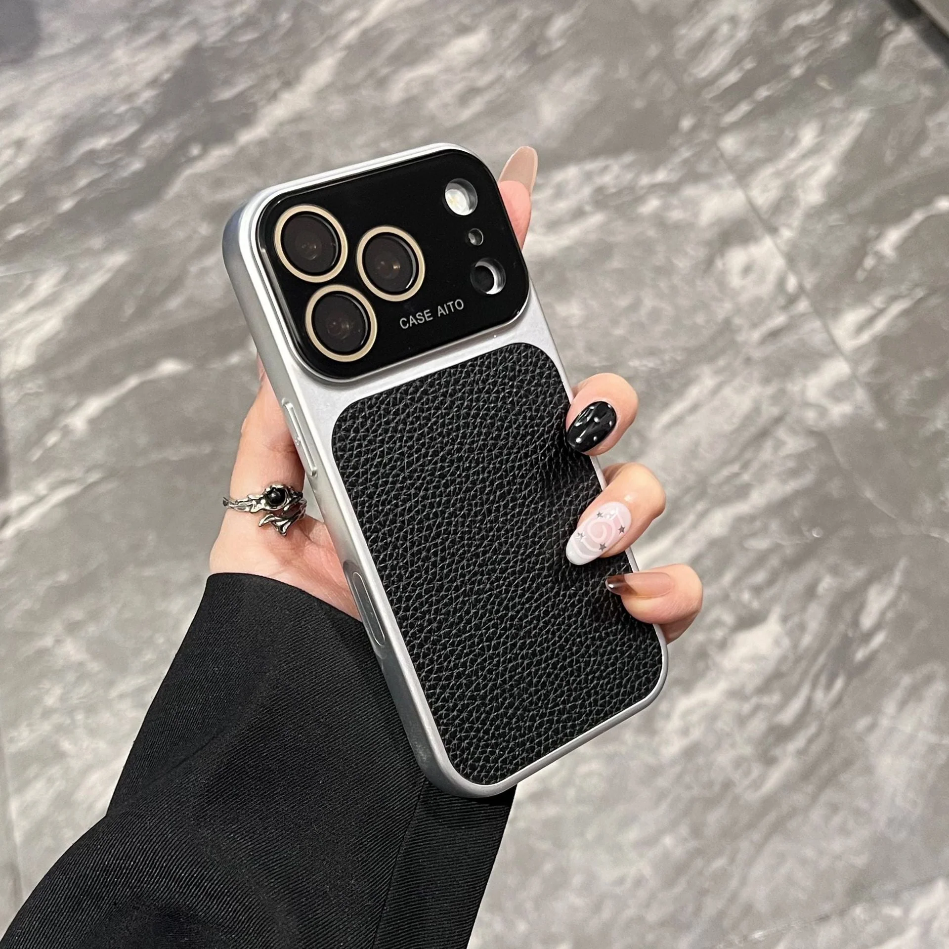 Apple Iphone New Large View Max Lychee Leather Textured Phone case - Image 19