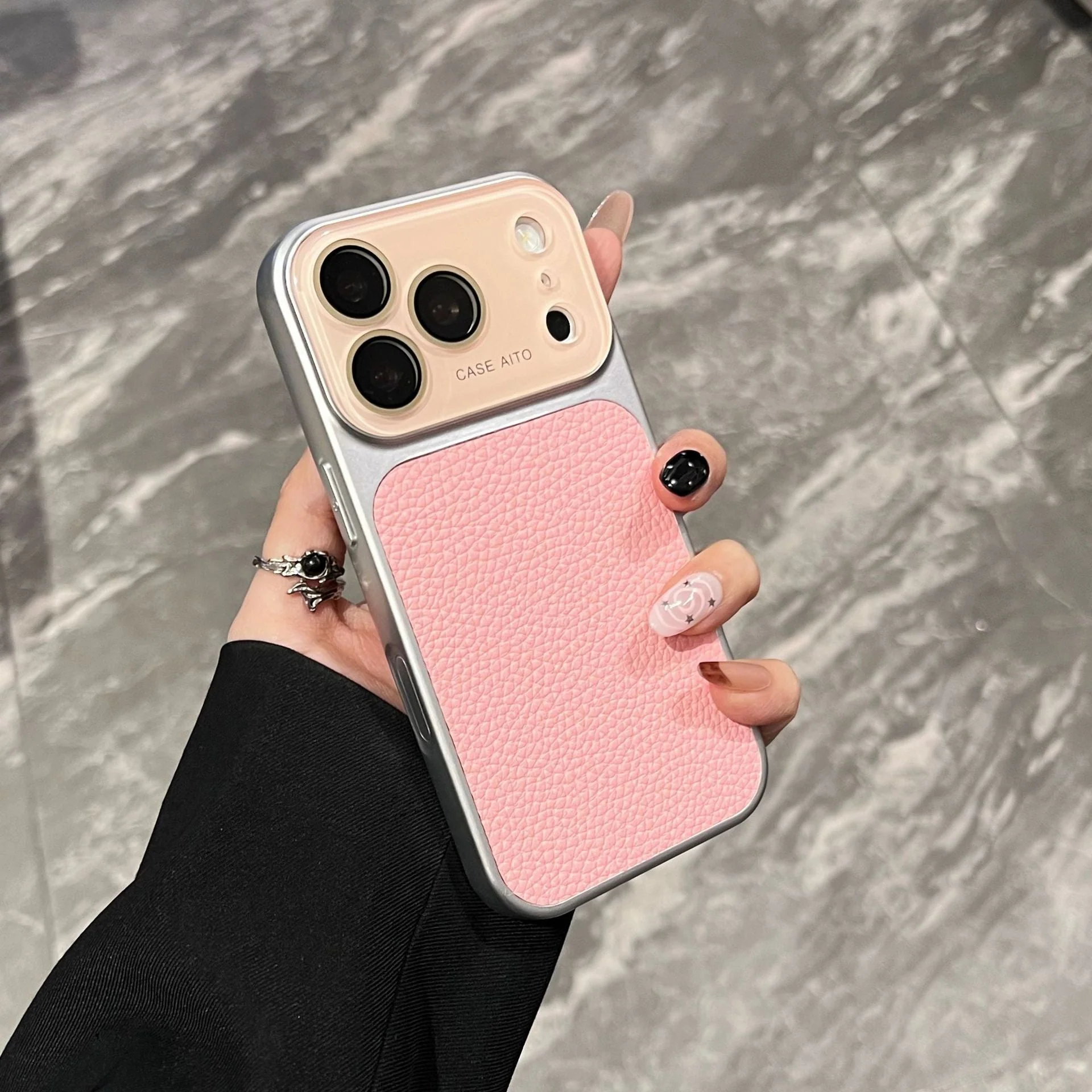 Apple Iphone New Large View Max Lychee Leather Textured Phone case - Image 21