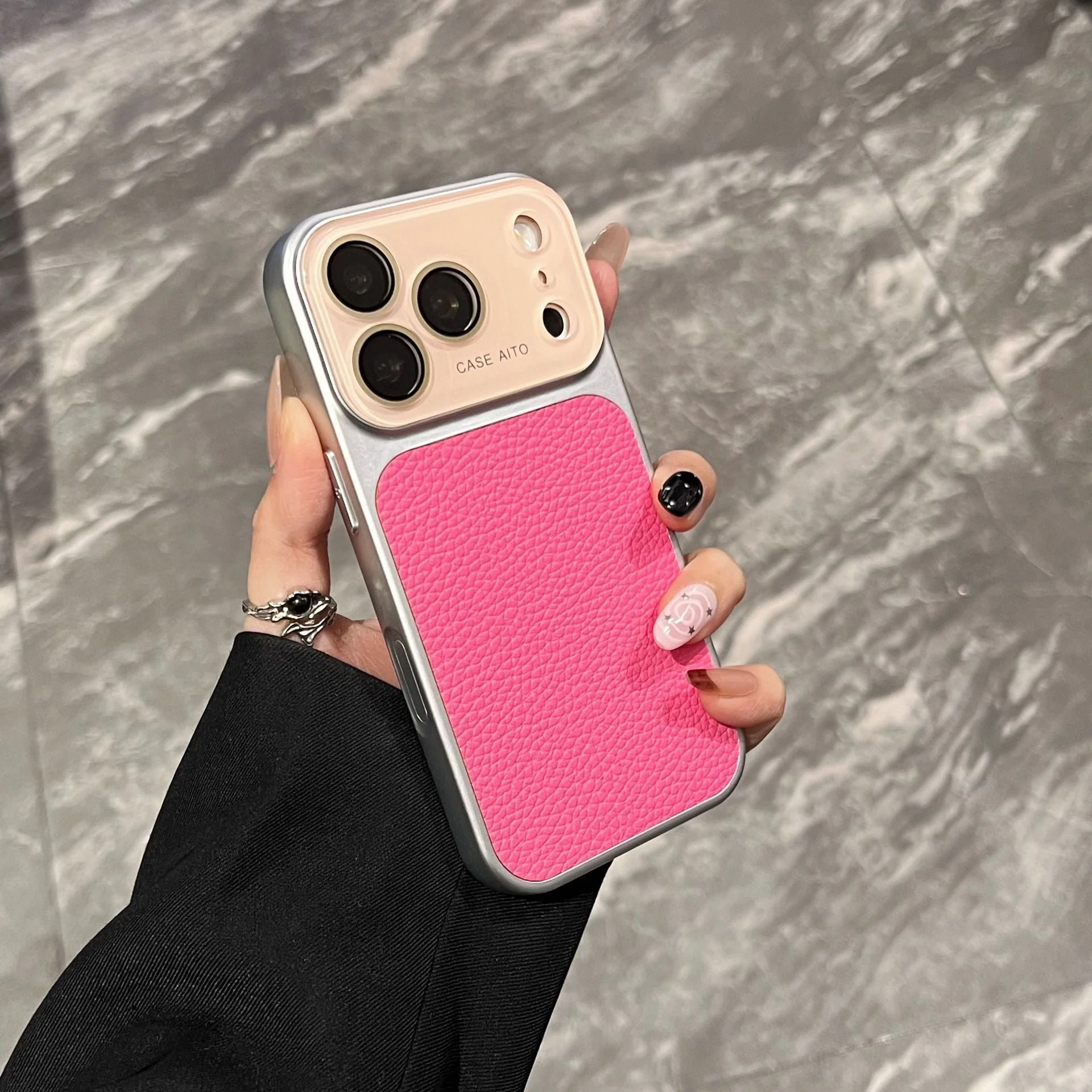 Apple Iphone New Large View Max Lychee Leather Textured Phone case - Image 24