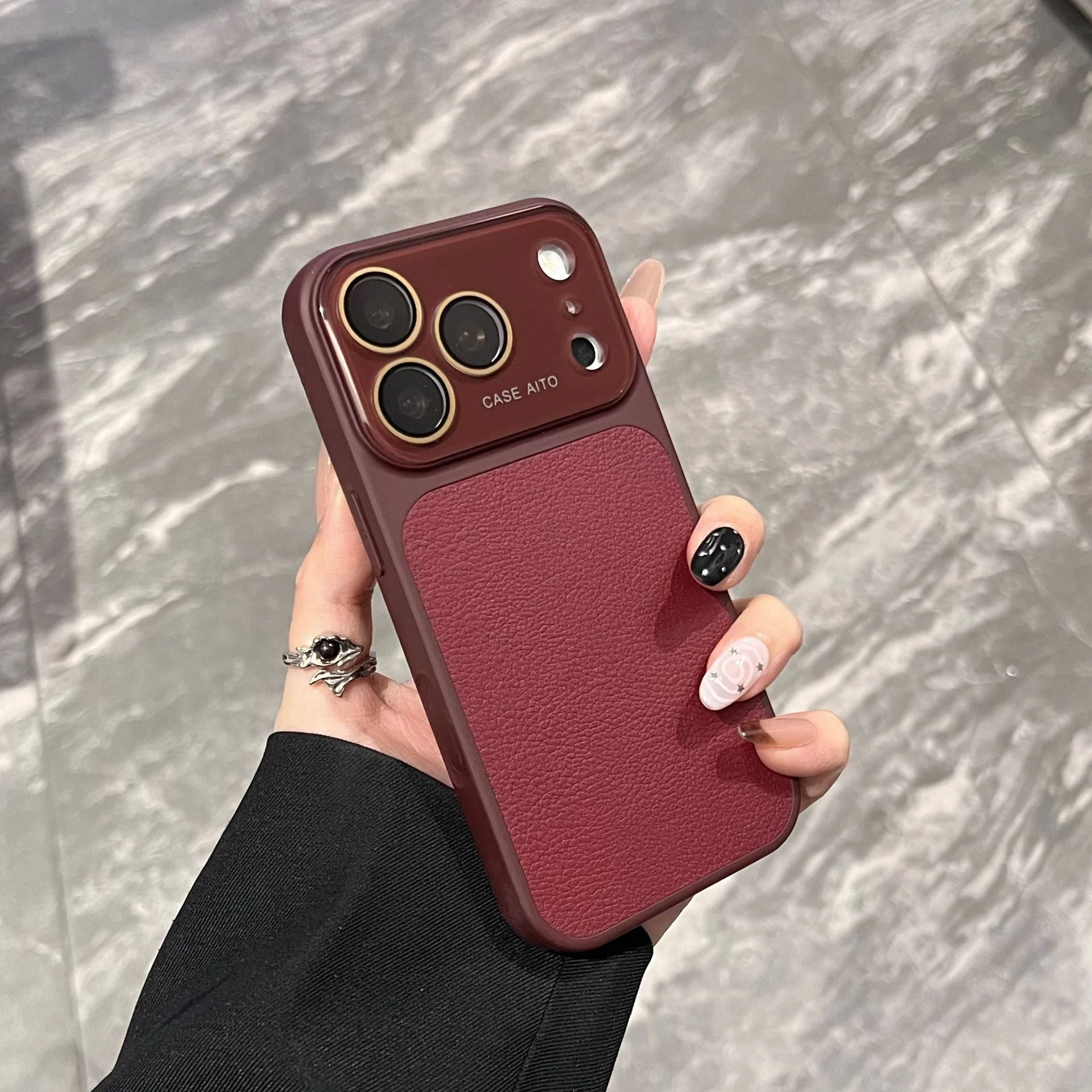 Apple Iphone New Large View Max Lychee Leather Textured Phone case - Image 25