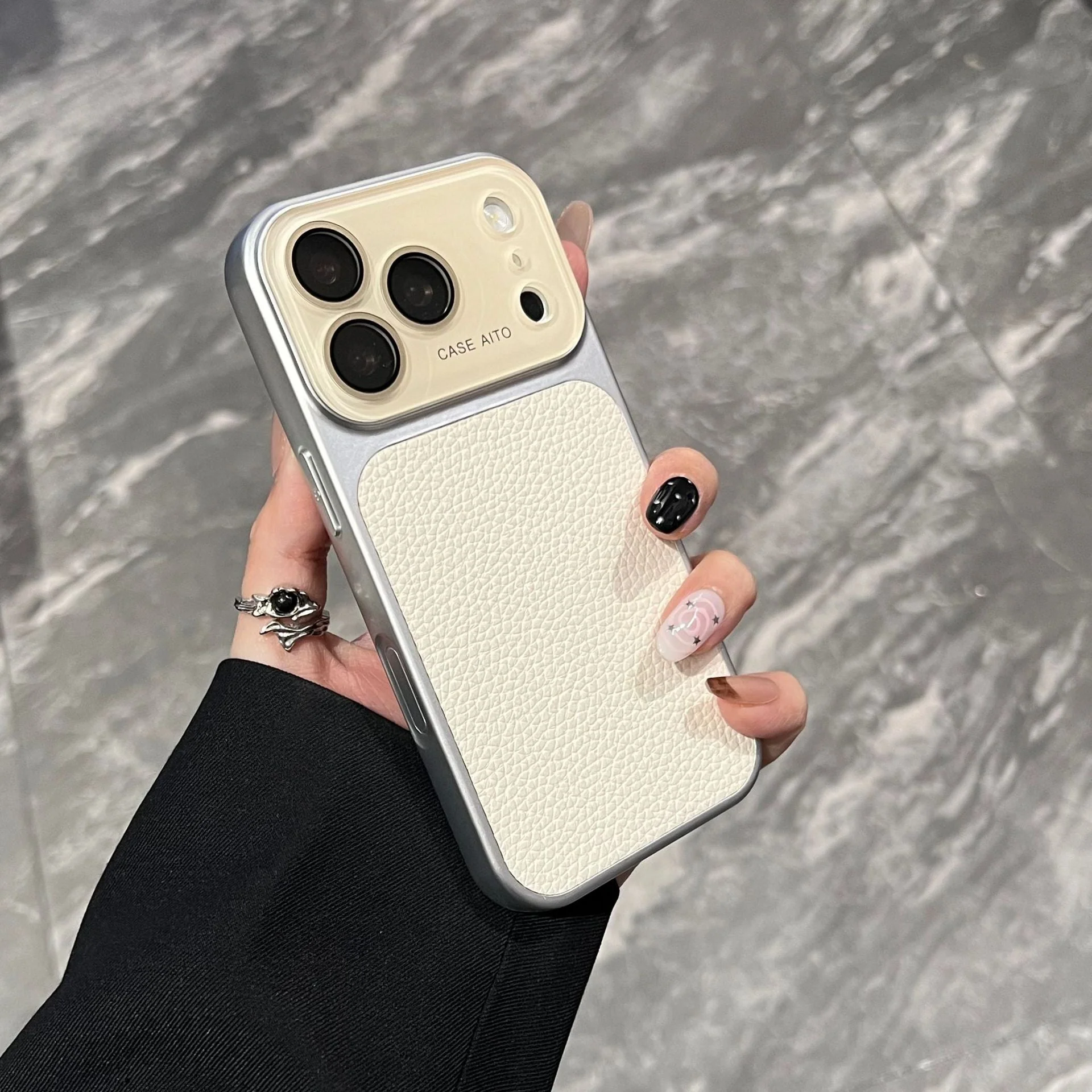 Apple Iphone New Large View Max Lychee Leather Textured Phone case - Image 3