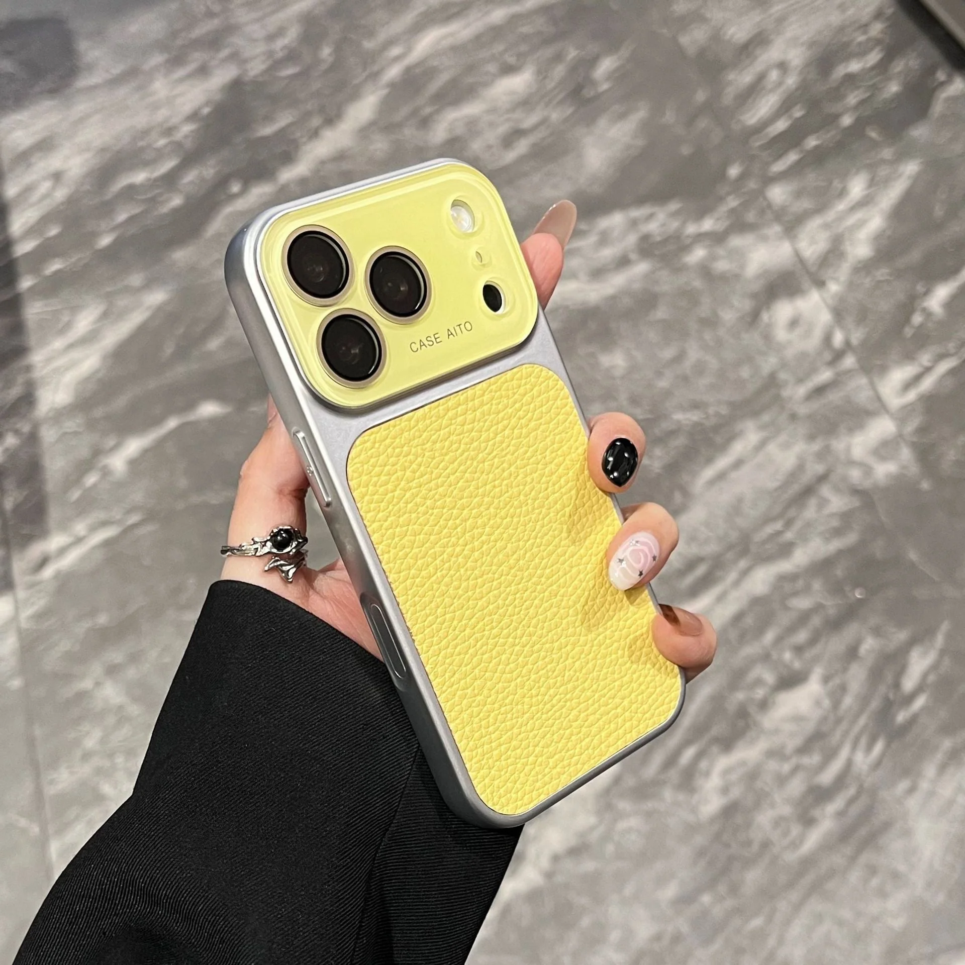 Apple Iphone New Large View Max Lychee Leather Textured Phone case - Image 6