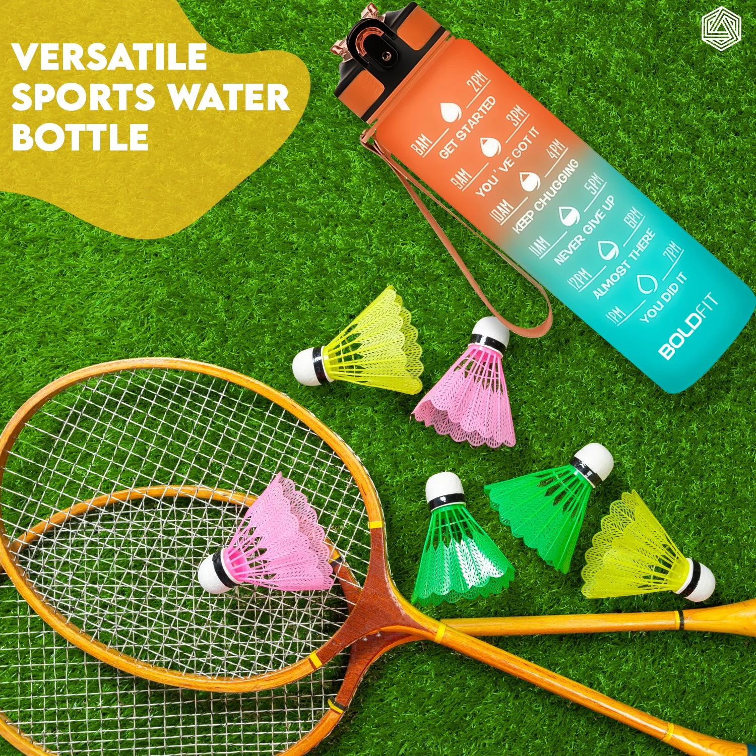 Aqua Motivational Bottle 1 Litre - Teal Orange - Image 7