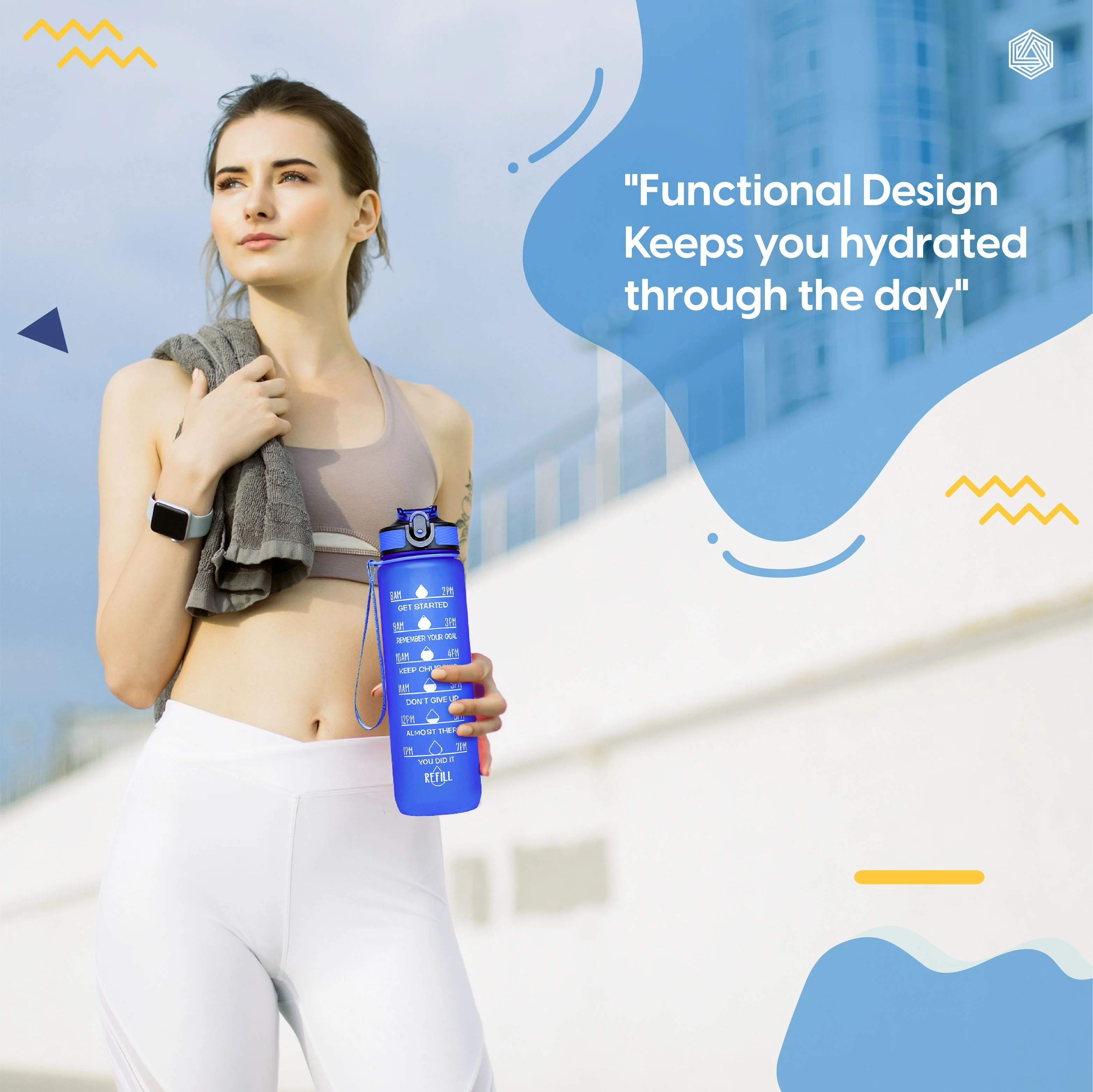 Aqua Motivational Bottle Blue - 1L - Image 4