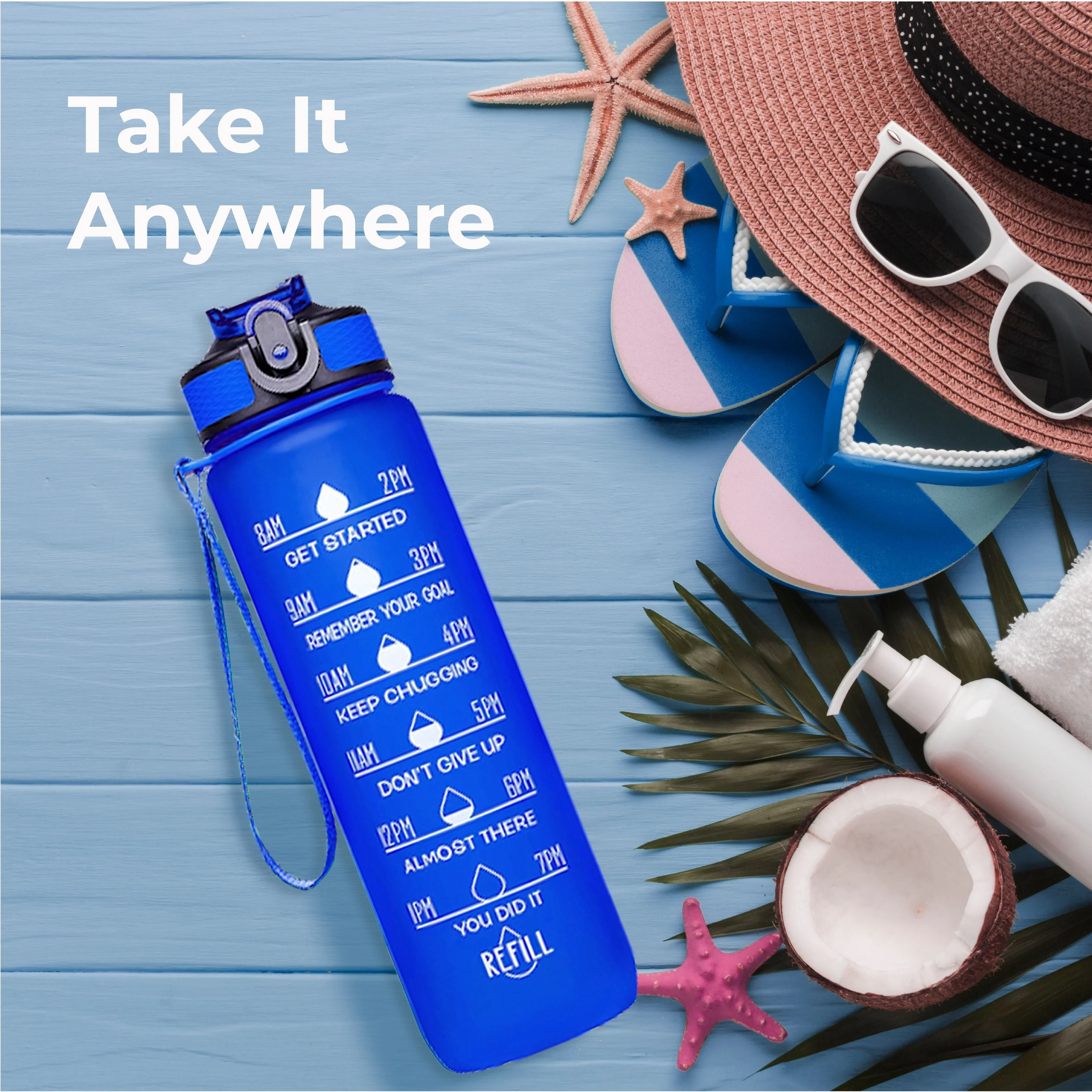 Aqua Motivational Bottle Blue - 1L - Image 7