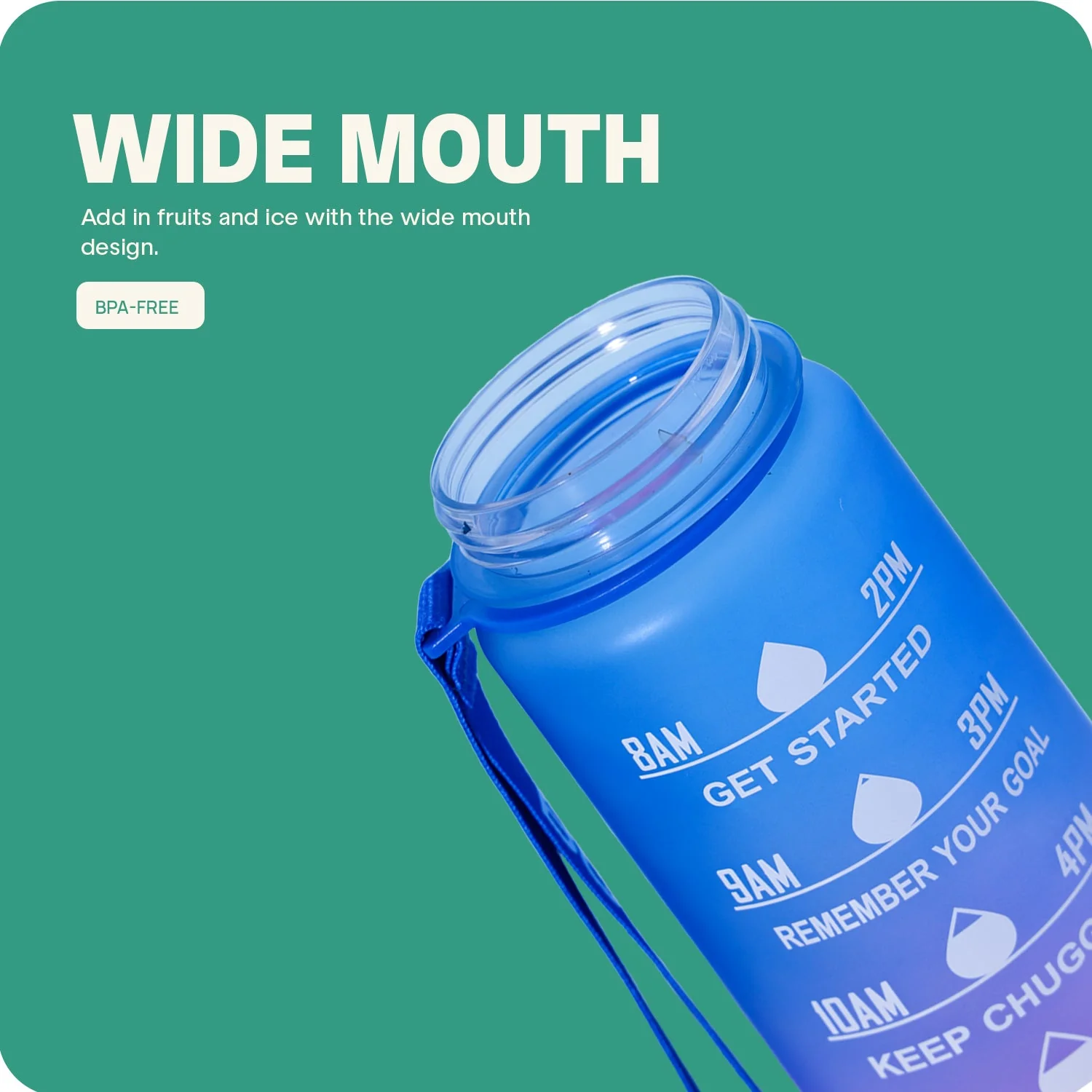Aqua Motivational Bottle Fuchsia Blue - 1L - Image 5