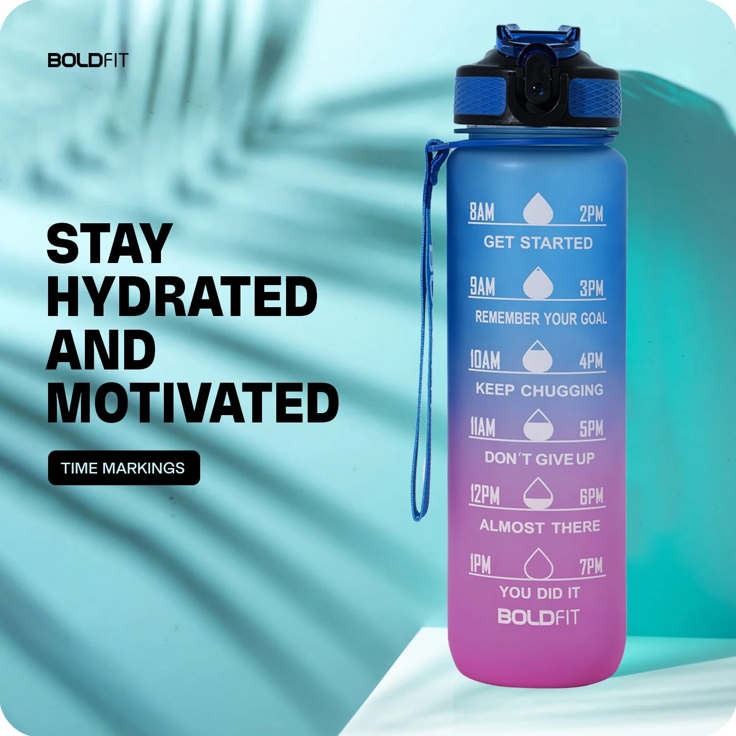 Aqua Motivational Bottle Fuchsia Blue - 1L - Image 7